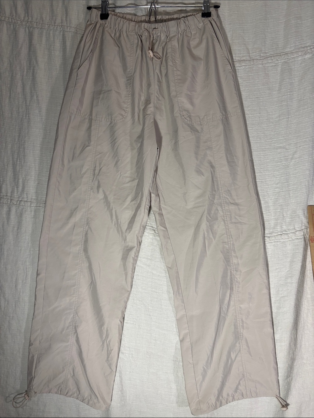Le Lis Collection Parachute Cargo Pants Taupe Beige Drawstring Size S Y2K